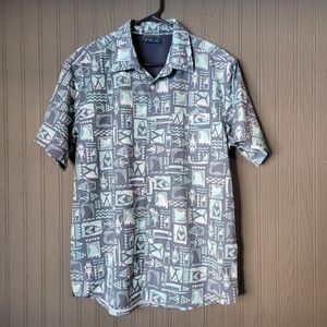 Salt Life SLX Button Down Short Sleeve Shirt Fish All Over Print Vented Men's M